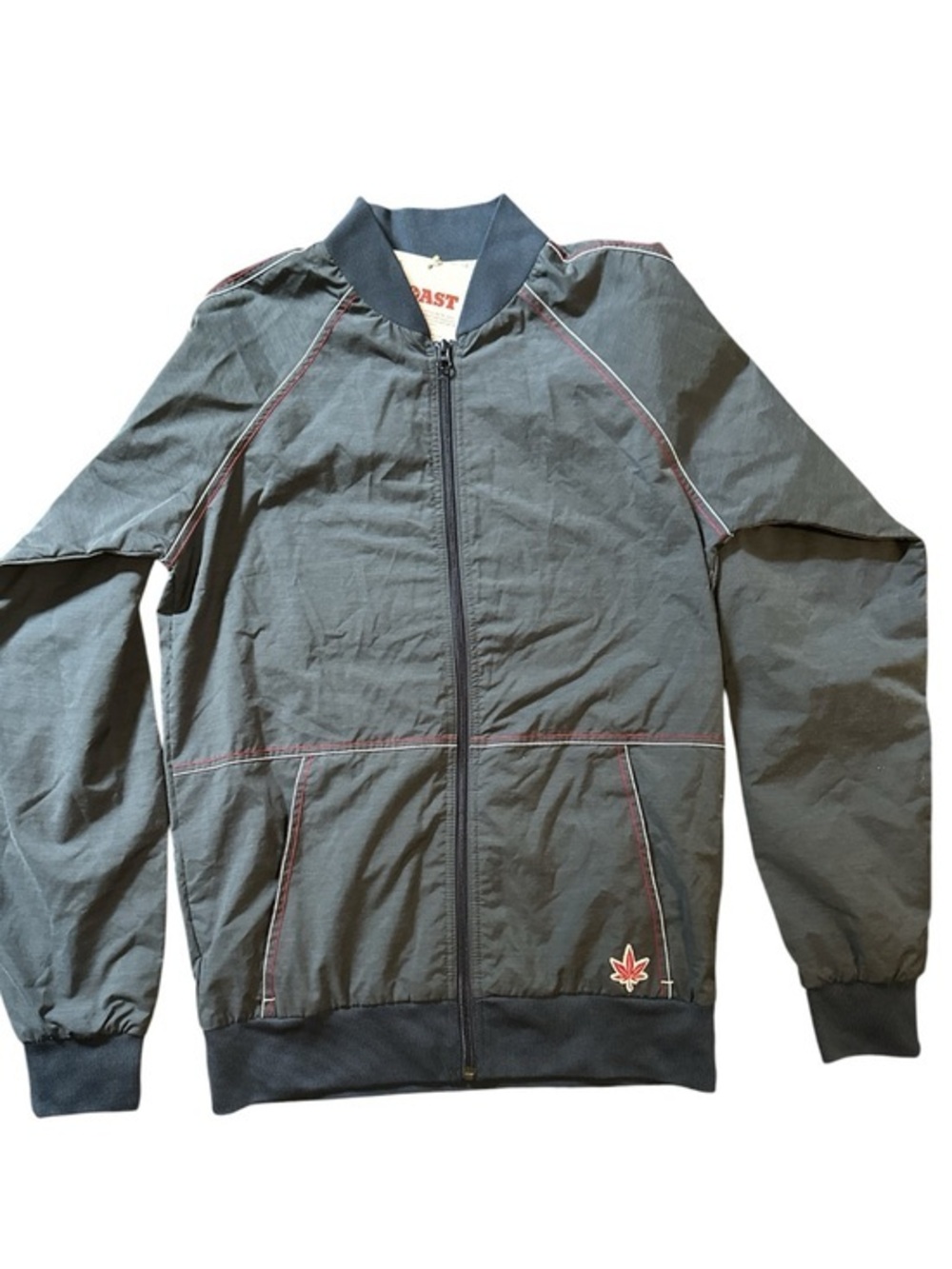 NWT BOAST, size XS, Men's Heritage Jacket - Mood Indigo, red white stripes, zip